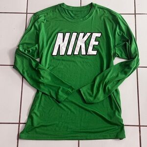 Nike Green Long Sleeve Logo Performance Tee
